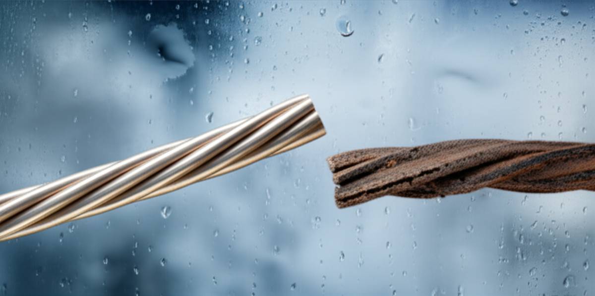 عمر ۲ برابری سیم در محیط مرطوب مزیت قلع اندود